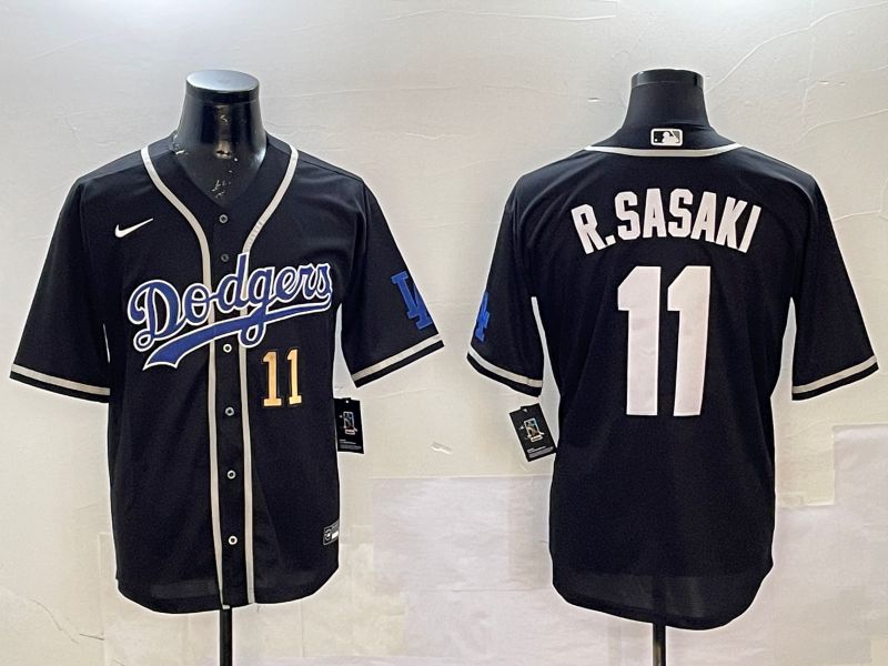 Men Los Angeles Dodgers #11 R.Sasaki Black Fashion Game 2025 Nike MLB Jersey style 23